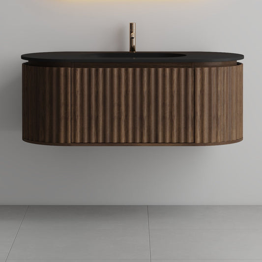 Nordic Shape 120 valnøtt med sort matt servant u/speil