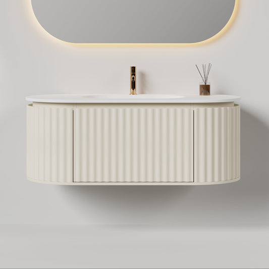 Nordic shape 120 beige med servant u/speil