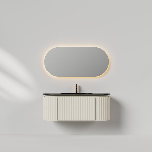 Nordic shape 120 beige m/sort matt servant og ledspeil