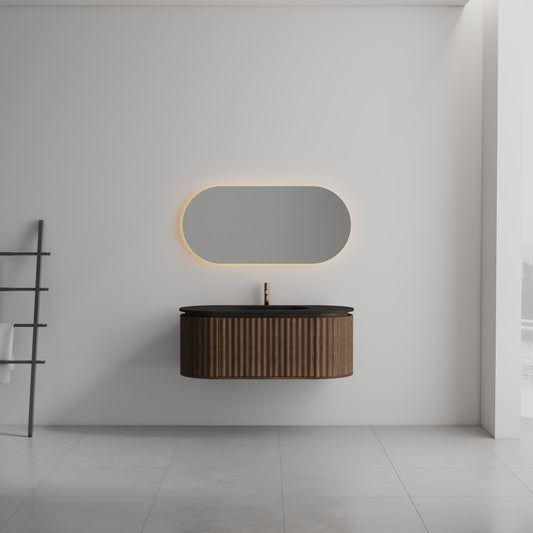 Nordic shape 120 valnøtt med sort matt servant og ledspeil