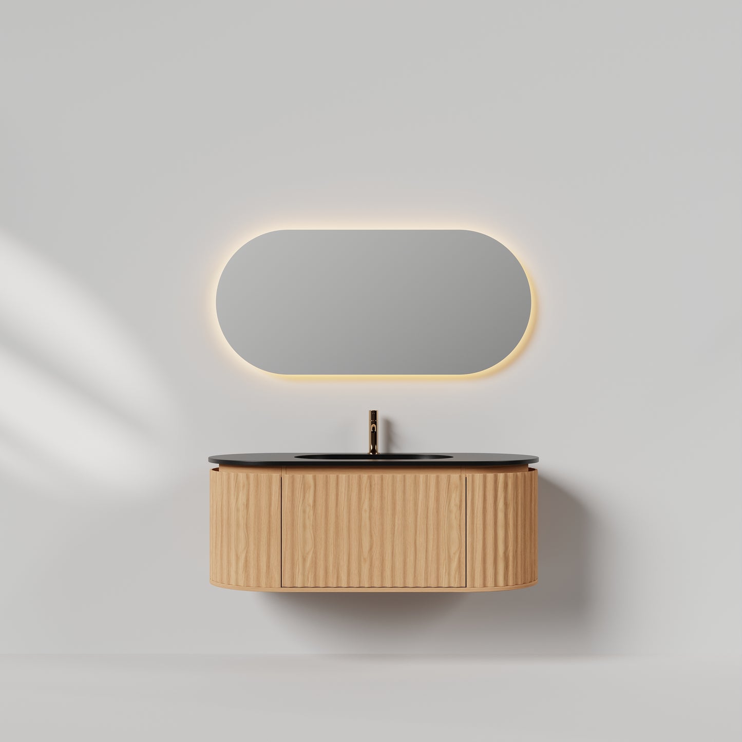 Nordic shape 120 eik med sort matt servant og ledspeil