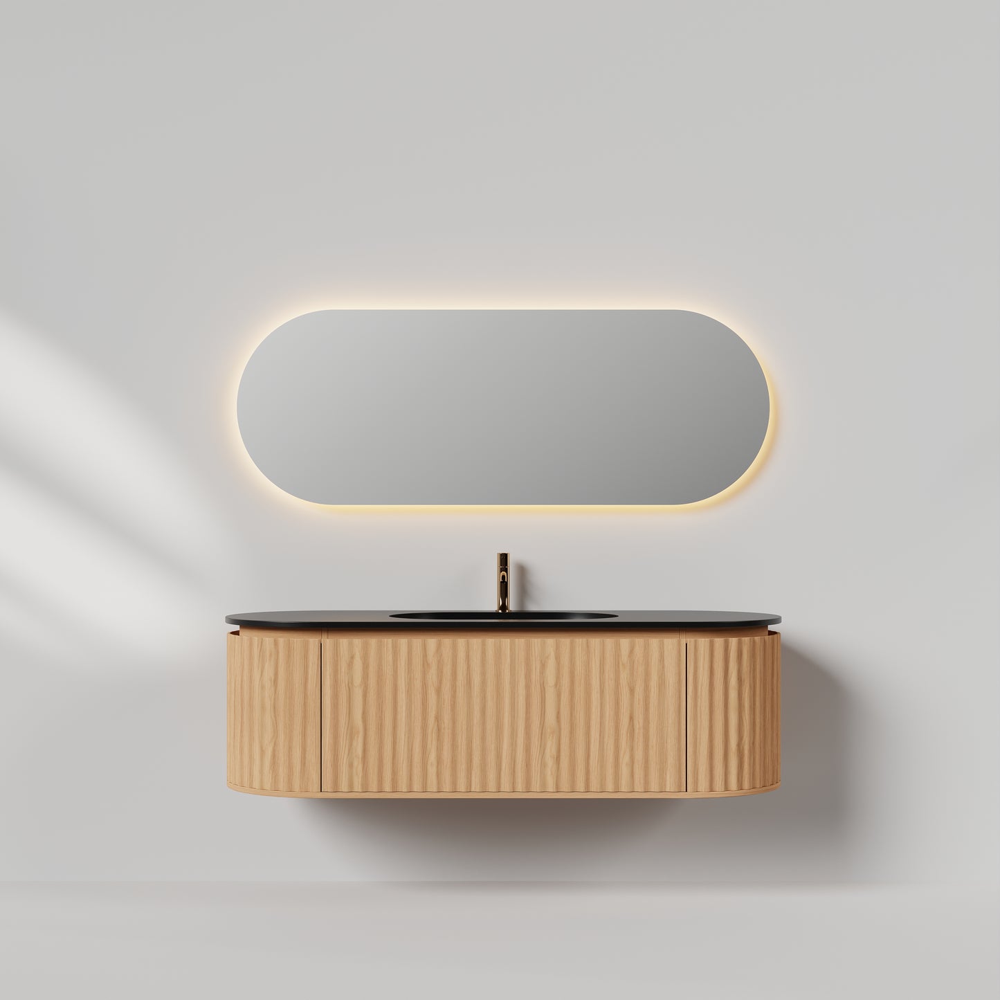 Nordic shape 150 eik med sort matt servant og ledspeil