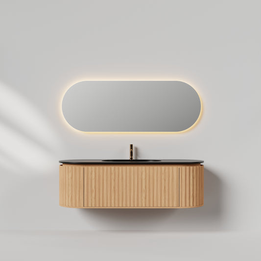 Nordic shape 150 eik med sort matt servant og ledspeil