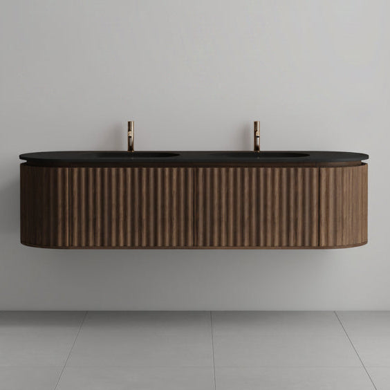 Nordic Shape 180 Valnøtt DOBBEL med sort matt servant u/speil