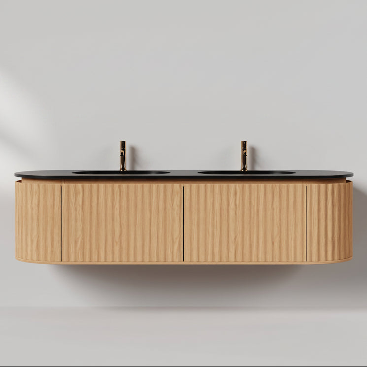 Nordic Shape 180 eik DOBBEL med sort matt servant u/speil
