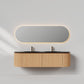 Nordic Shape 180 Eik DOBBEL med sort matt servant og ledspeil