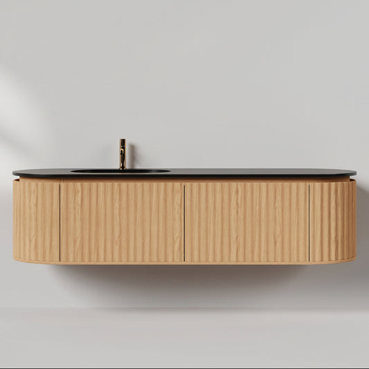 Nordic Shape 180 eik VENSTRE med sort matt servant u/speil