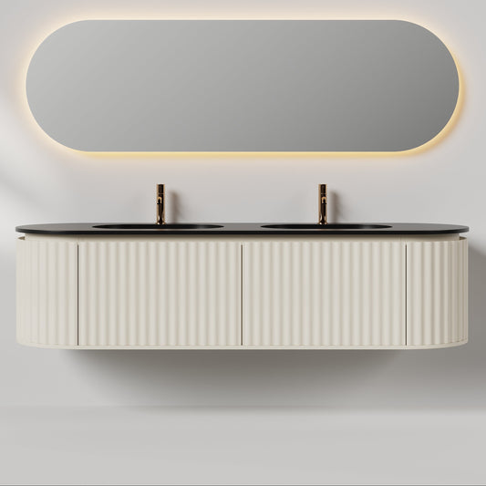 Nordic shape 180 beige m/sort matt servant