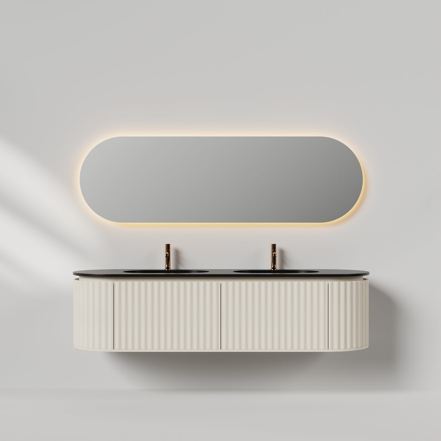 Nordic shape 180 beige m/sort matt servant og ledspeil