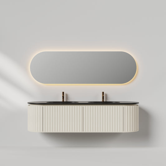 Nordic shape 180 beige m/sort matt servant og ledspeil