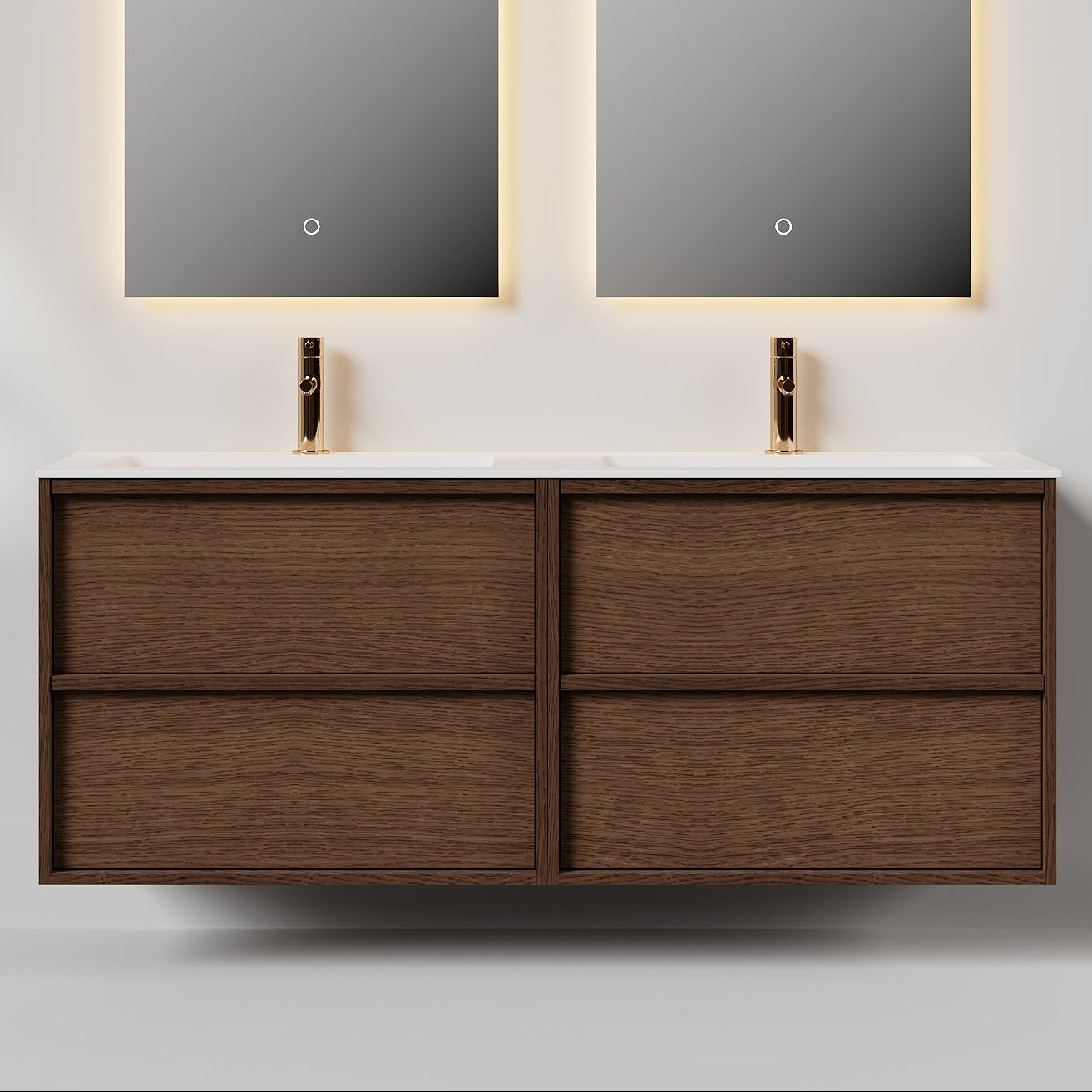 Nordic frame 150 mørk eik m/dobbel servant UTEN/speil