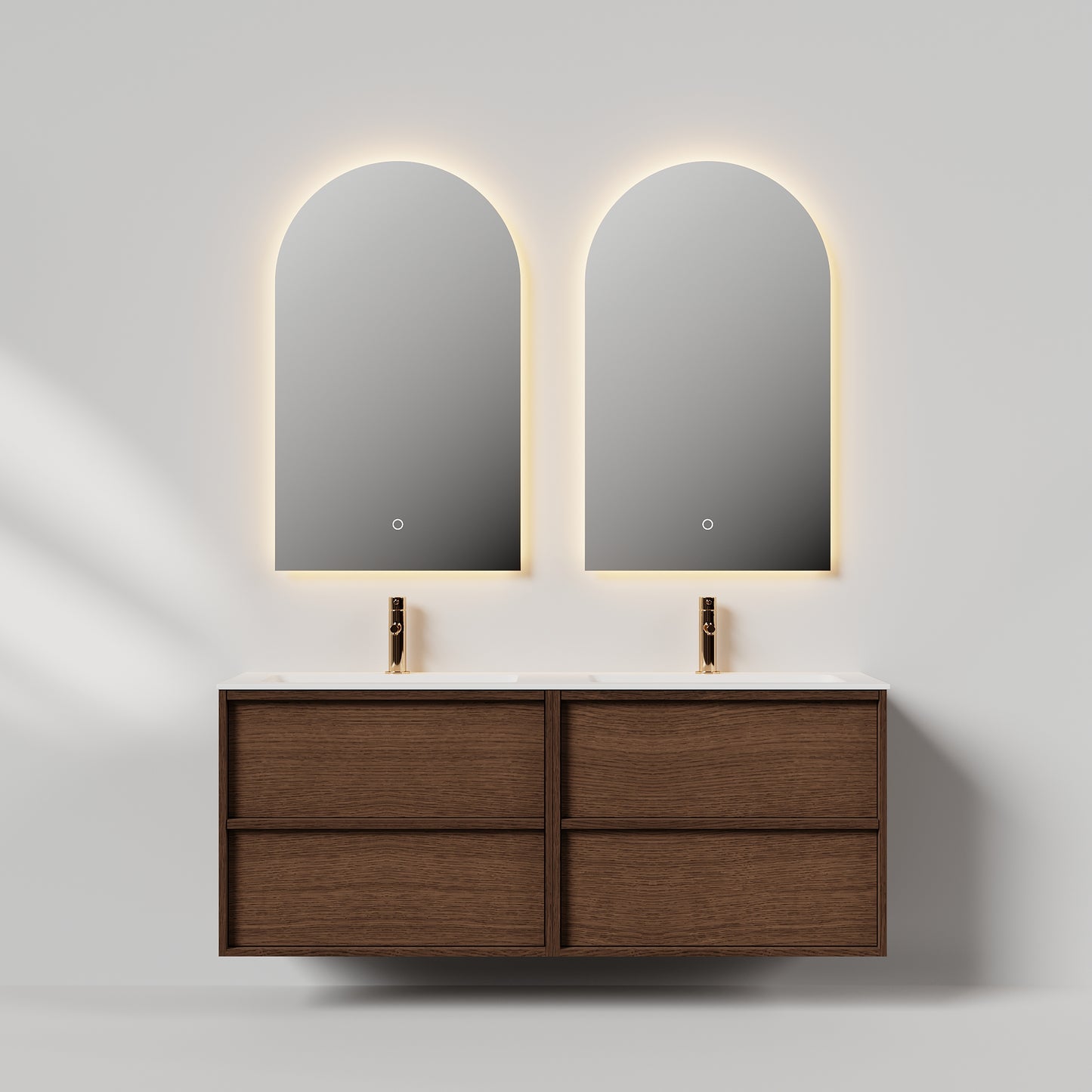 Nordic frame 150 mørk eik m/dobbel servant & 2 speil