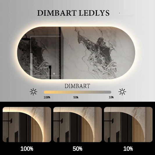 Nordic shape dimbart lysspeil m/antidugg 120cm