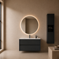 Oslo baderomsmøbel sort matt 90 cm m/hvit matt servant, med ledspeil