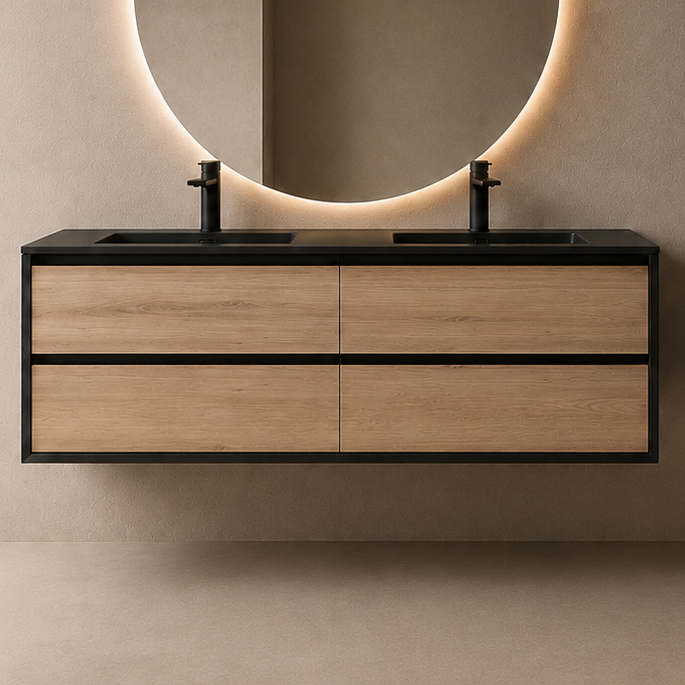 Oslo baderomsmøbel 150 cm sort matt