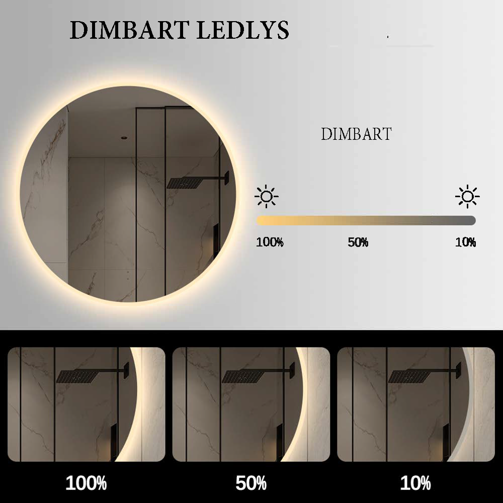 Padova dimbart rundt lysspeil m/antidugg ø80 cm