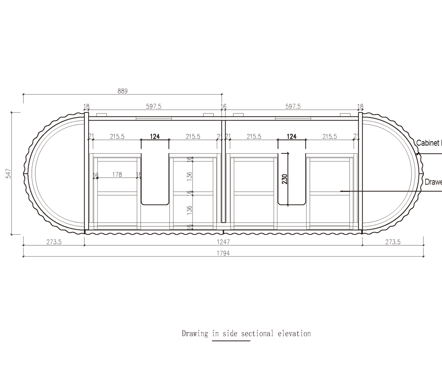 Nordic shape 180 cm m/benkeplate