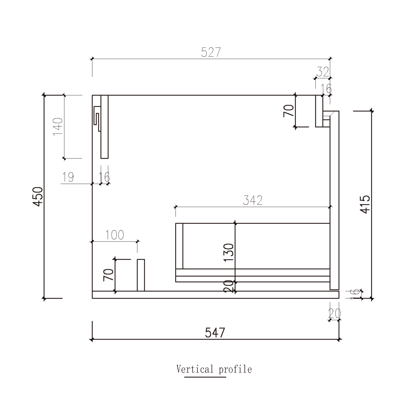 Nordic shape 120 cm m/benkeplate, bolleservant & speil