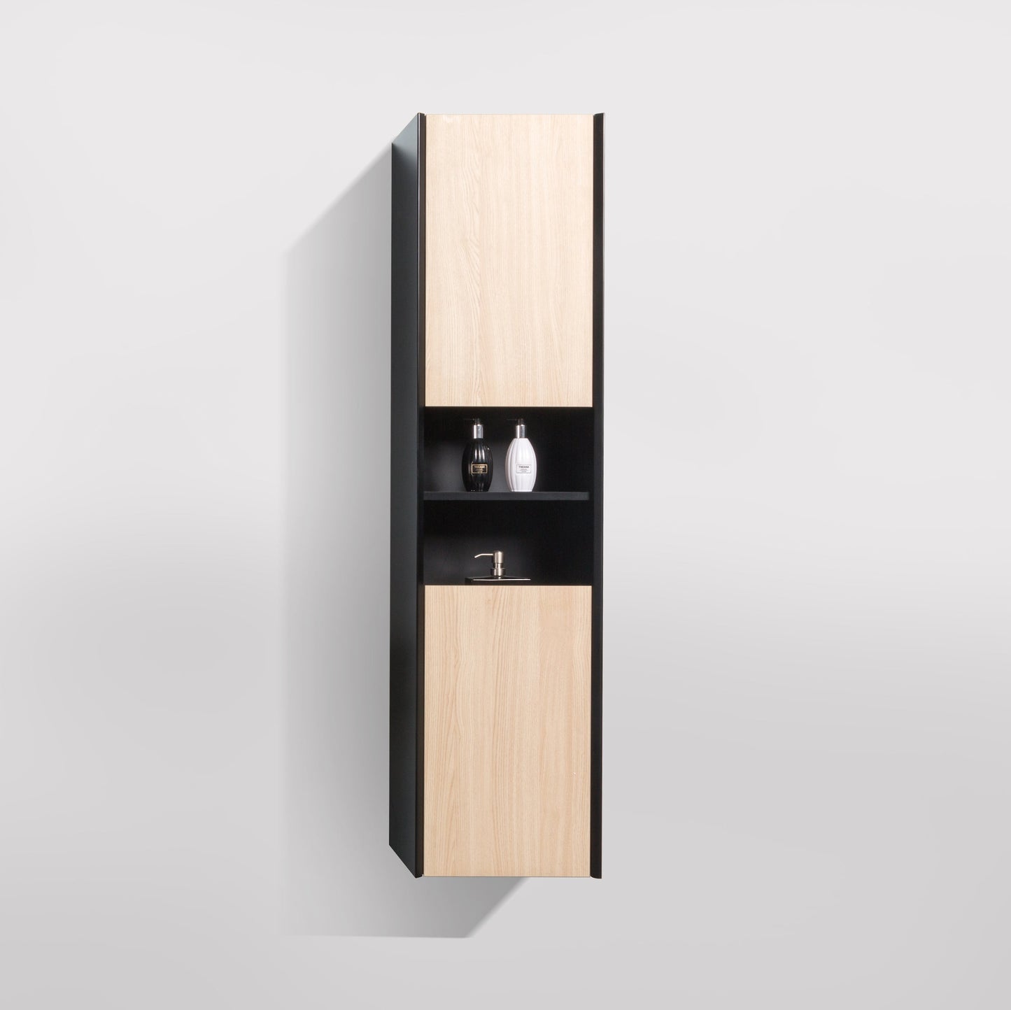 Oslo høyskap sort m/eikefront V1