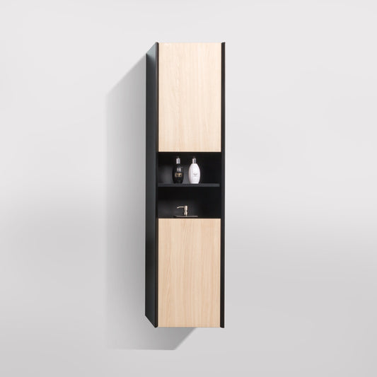 Oslo høyskap sort m/eikefront V1