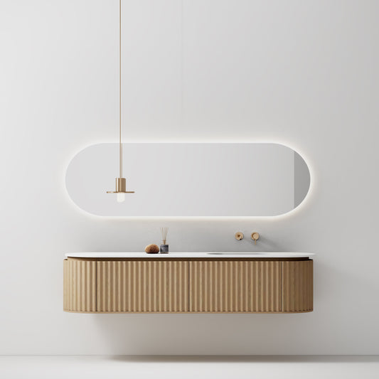 Nordic shape 180 eik med enkel/servant UTEN hull for blandebatteri. UTEN/speil