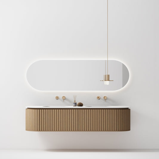 Nordic shape 180 eik med dobbel/servant UTEN hull for blandebatteri. UTEN/speil