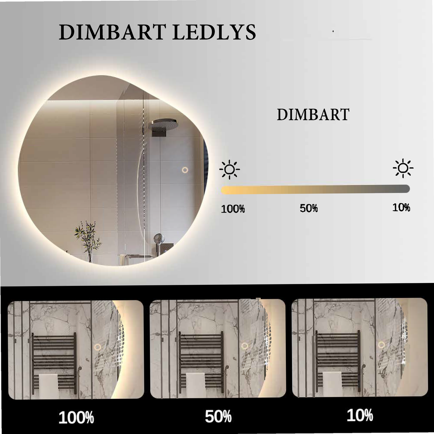 Uranus dimbart lysspeil m/antidugg 90cm