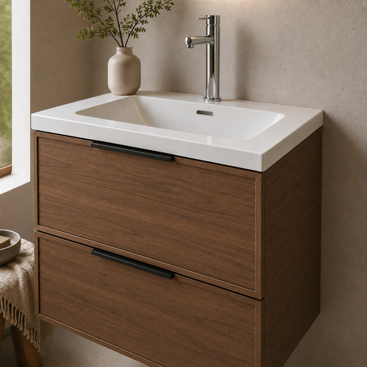 Essence 60 valnøtt m/hvit matt servant