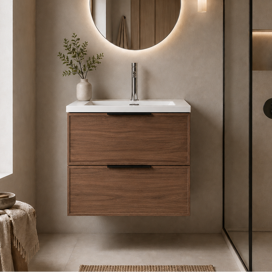 Essence 60 valnøtt m/hvit matt servant
