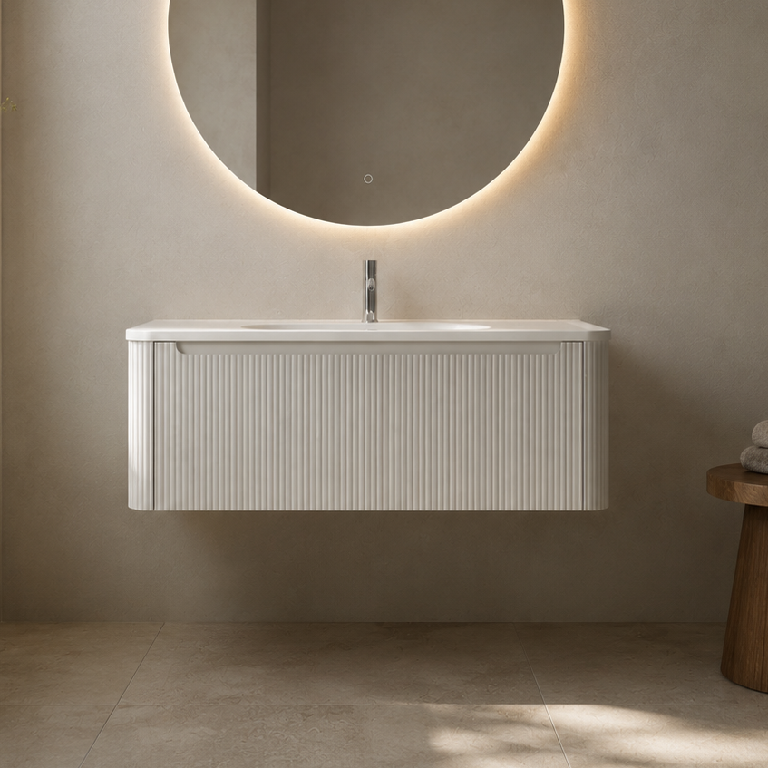 Flow baderomsmøbel 100 cm hvit m/hvit matt servant