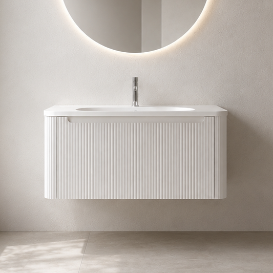 Flow baderomsmøbel 80 cm hvit m/hvit matt servant