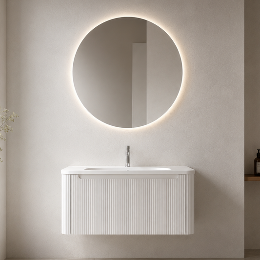 Flow baderomsmøbel 80 cm hvit m/hvit matt servant
