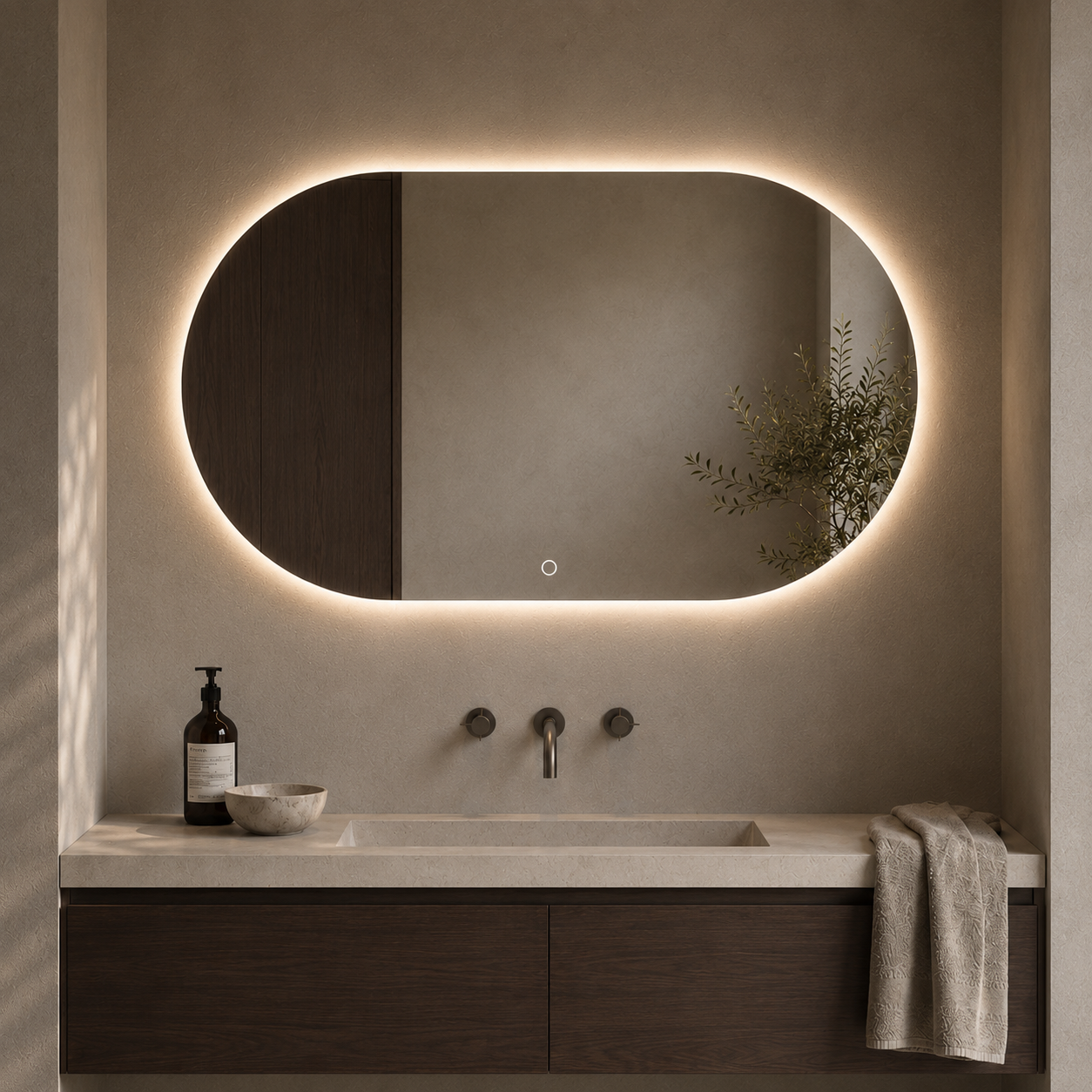 Nordic shape dimbart lysspeil m/antidugg 100cm