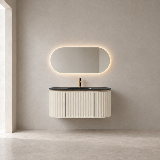 Nordic shape 100 beige m/sort matt servant og ledspeil