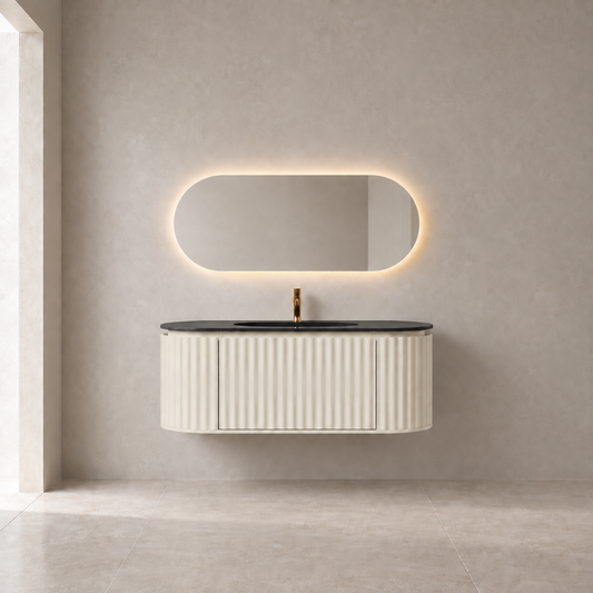 Nordic shape 120 beige m/sort matt servant og ledspeil