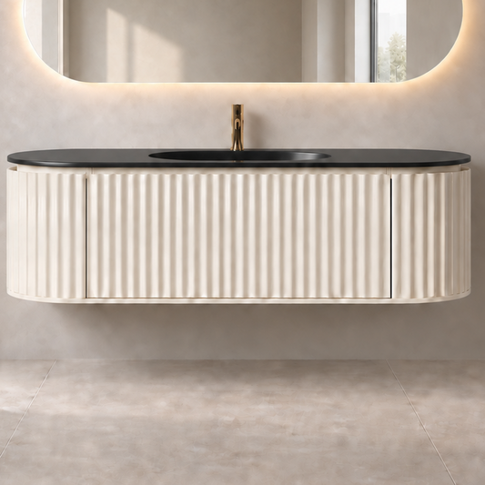 Nordic shape 150 beige m/sort matt servant