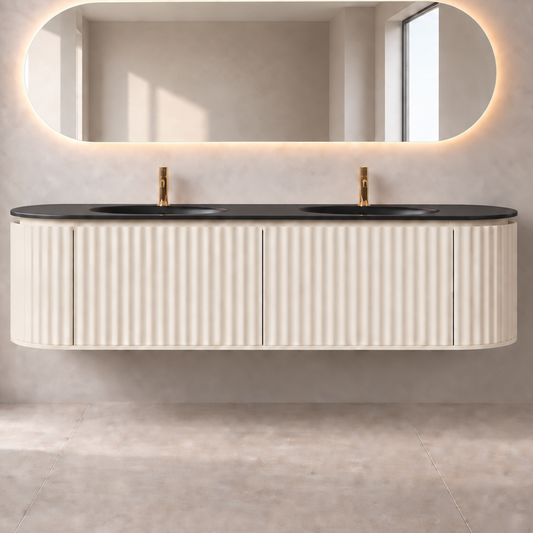 Nordic shape 180 beige m/sort matt servant