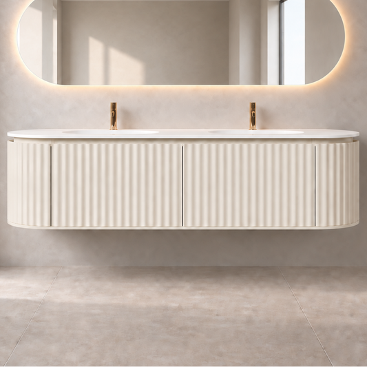 Nordic shape 180 beige med dobbel servant u/speil