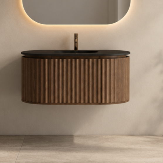 Nordic shape 100 valnøtt med sort servant u/speil