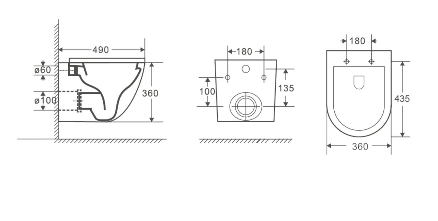 Kivu veggtoalett inkl sete hvit glans