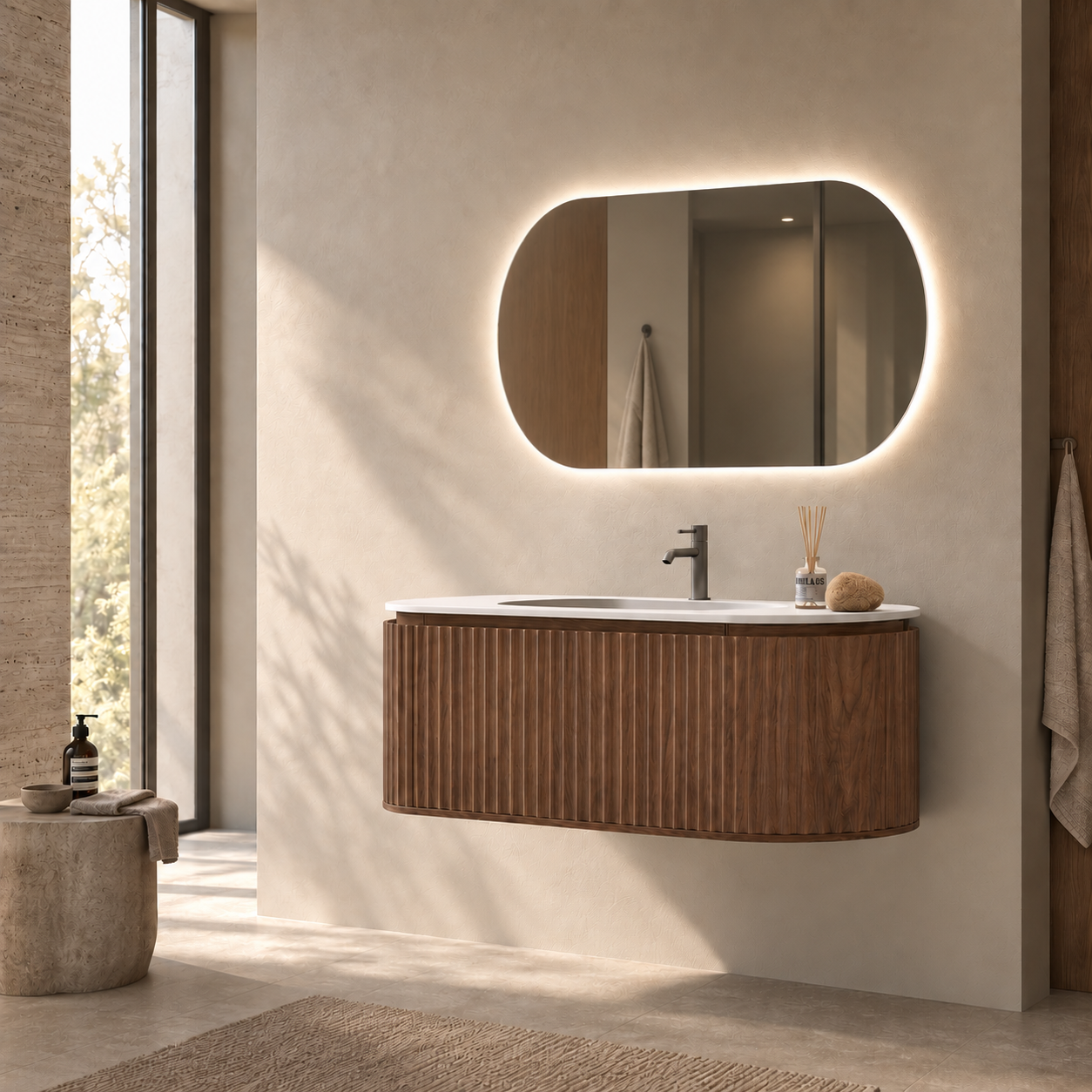 Nordic shape 120 valnøtt med servant u/speil