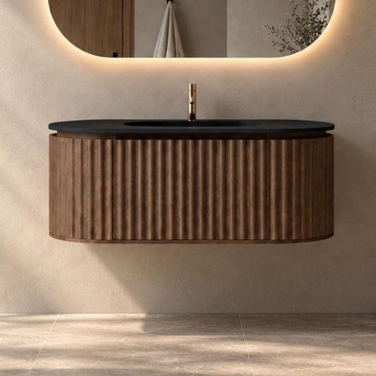 Nordic Shape 120 valnøtt med sort matt servant u/speil
