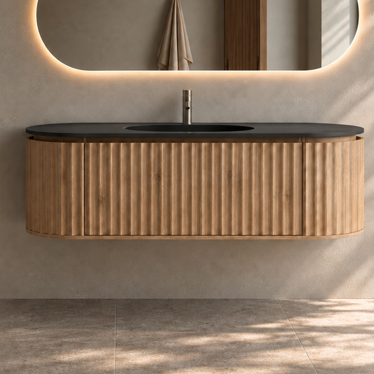 Nordic Shape 150 eik med sort matt servant u/speil