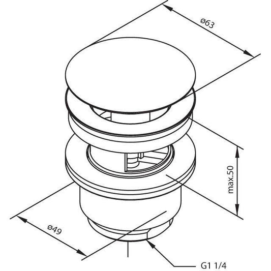 Klikkventil børstet stål (4444032565328)