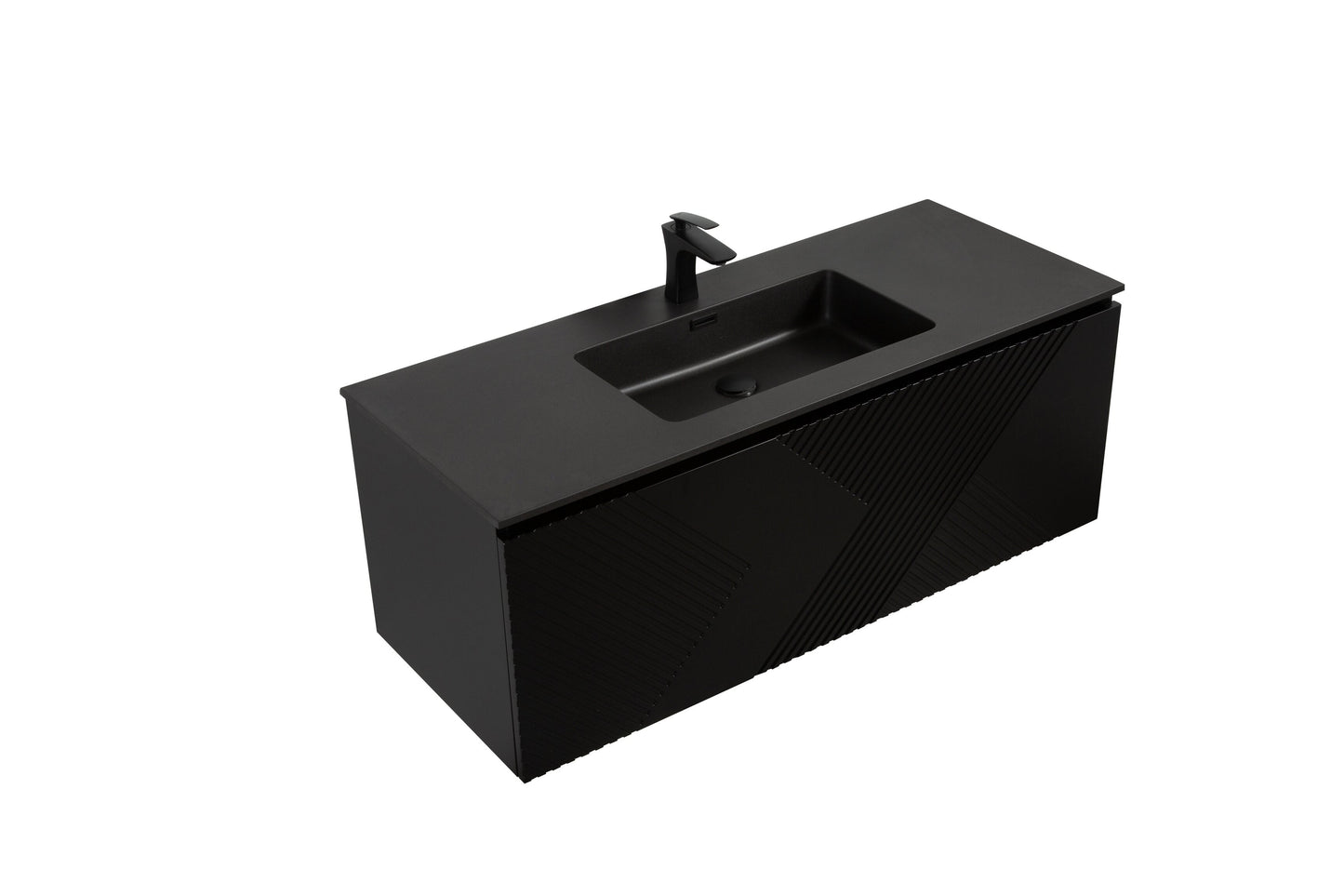 Moore 120 sort matt baderomsmøbel med sort matt slim servant
